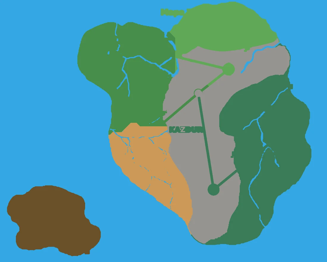 Os 6 países e os rios, extraídos do seu desenho
